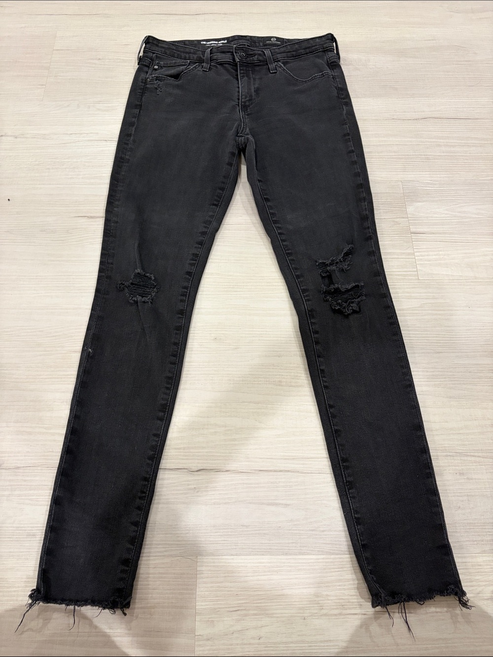 AG Adriano Goldschmied Black Distressed Skinny Jeans